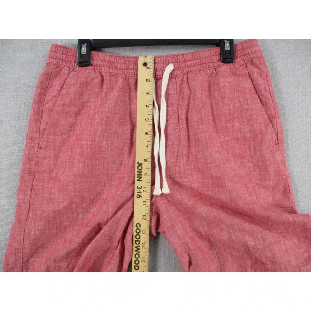 Banana Republic Mens Red Cotton Chambray Elastic Waist Drawstring Shorts Size M